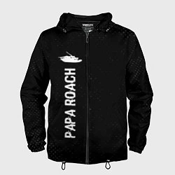 Ветровка с капюшоном мужская Papa Roach glitch на темном фоне: по-вертикали, цвет: 3D-черный