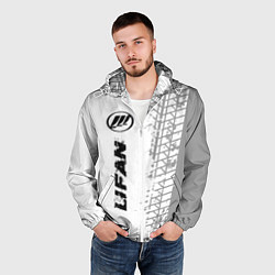 Ветровка с капюшоном мужская Lifan speed на светлом фоне со следами шин: по-вер, цвет: 3D-белый — фото 2