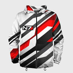 Ветровка с капюшоном мужская Mass effect - white uniform n7, цвет: 3D-черный