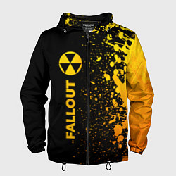 Ветровка с капюшоном мужская Fallout - gold gradient: по-вертикали, цвет: 3D-черный