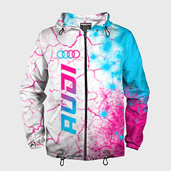 Ветровка с капюшоном мужская Audi neon gradient style: по-вертикали, цвет: 3D-черный