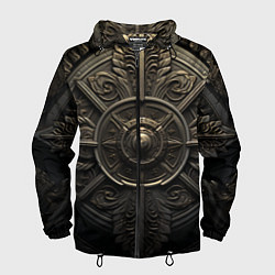 Ветровка с капюшоном мужская Узор в скандинавском стиле, цвет: 3D-черный