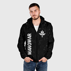 Ветровка с капюшоном мужская Manowar glitch на темном фоне вертикально, цвет: 3D-черный — фото 2