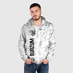 Ветровка с капюшоном мужская Burzum glitch на светлом фоне по-вертикали, цвет: 3D-белый — фото 2