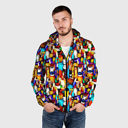 Ветровка с капюшоном мужская Кисти и краски художника, цвет: 3D-черный — фото 2