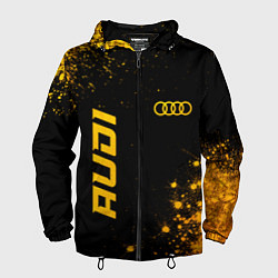 Ветровка с капюшоном мужская Audi - gold gradient вертикально, цвет: 3D-черный