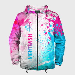 Ветровка с капюшоном мужская Nightwish neon gradient style по-вертикали, цвет: 3D-черный