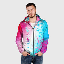 Ветровка с капюшоном мужская In Flames neon gradient style по-вертикали, цвет: 3D-черный — фото 2