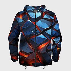 Ветровка с капюшоном мужская Неоновые камни, цвет: 3D-черный