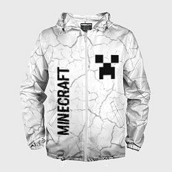 Ветровка с капюшоном мужская Minecraft glitch на светлом фоне вертикально, цвет: 3D-белый