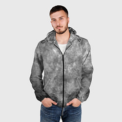 Ветровка с капюшоном мужская Абстракция - grey sky, цвет: 3D-черный — фото 2
