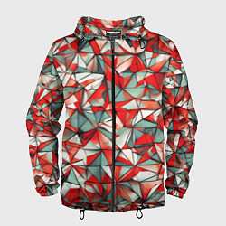 Ветровка с капюшоном мужская Маленькие красные треугольники, цвет: 3D-черный