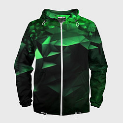 Ветровка с капюшоном мужская Видение зеленого в абстракции, цвет: 3D-белый