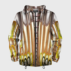 Ветровка с капюшоном мужская Абстрактный рисунок по мотивам крыла бабочки, цвет: 3D-черный
