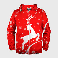 Ветровка с капюшоном мужская Christmas deer, цвет: 3D-белый