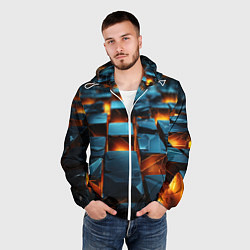 Ветровка с капюшоном мужская Темные плитки в лаве, цвет: 3D-белый — фото 2