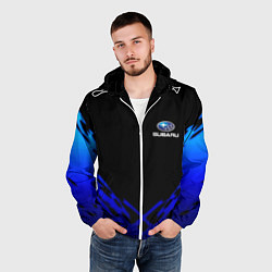 Ветровка с капюшоном мужская Subaru geomery, цвет: 3D-белый — фото 2