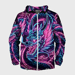 Мужская ветровка Neon Japanese dragon - irezumi