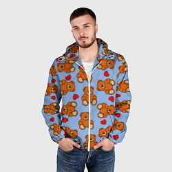 Ветровка с капюшоном мужская Игрушки мишки и сердца, цвет: 3D-белый — фото 2