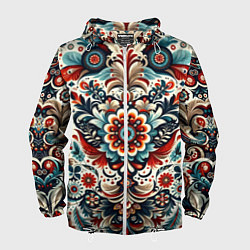 Ветровка с капюшоном мужская Словенский паттерн, цвет: 3D-белый