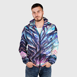 Ветровка с капюшоном мужская Синий драгоценный камень, цвет: 3D-черный — фото 2