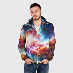 Ветровка с капюшоном мужская The cosmic nebula, цвет: 3D-белый — фото 2