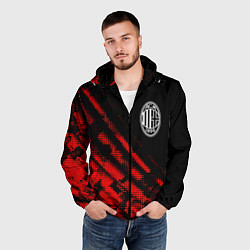 Ветровка с капюшоном мужская AC Milan sport grunge, цвет: 3D-черный — фото 2