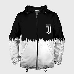 Ветровка с капюшоном мужская Juventus белый огонь текстура, цвет: 3D-черный