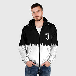 Ветровка с капюшоном мужская Juventus белый огонь текстура, цвет: 3D-черный — фото 2