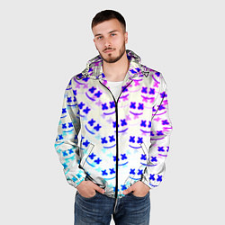 Ветровка с капюшоном мужская Marshmello pattern neon, цвет: 3D-черный — фото 2