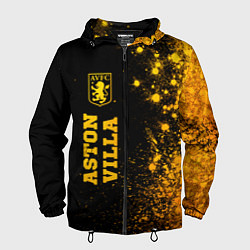 Ветровка с капюшоном мужская Aston Villa - gold gradient по-вертикали, цвет: 3D-черный