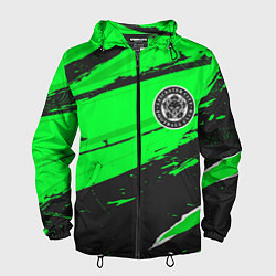 Ветровка с капюшоном мужская Leicester City sport green, цвет: 3D-черный