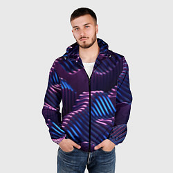 Ветровка с капюшоном мужская Объемные пластины изгибающиеся, цвет: 3D-черный — фото 2