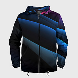 Ветровка с капюшоном мужская Синий стильный абстрактный геометрический стиль на, цвет: 3D-черный