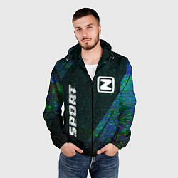 Ветровка с капюшоном мужская Zotye sport glitch blue, цвет: 3D-черный — фото 2