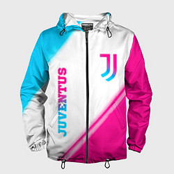 Ветровка с капюшоном мужская Juventus neon gradient style вертикально, цвет: 3D-черный