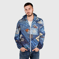 Ветровка с капюшоном мужская Vanguard jeans patchwork - ai art, цвет: 3D-белый — фото 2