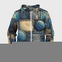 Ветровка с капюшоном мужская Denim patchwork - ai art, цвет: 3D-белый