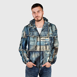 Ветровка с капюшоном мужская Patchwork denim - vogue, цвет: 3D-черный — фото 2