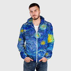 Ветровка с капюшоном мужская Мазки ван гога, цвет: 3D-белый — фото 2