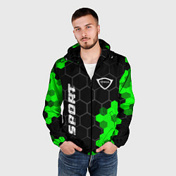 Ветровка с капюшоном мужская Genesis green sport hexagon, цвет: 3D-черный — фото 2