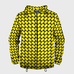 Ветровка с капюшоном мужская Жёлтые лепестки шестиугольники, цвет: 3D-черный