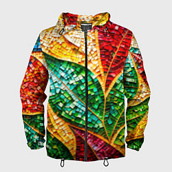 Ветровка с капюшоном мужская Яркая мозаика с разноцветным абстрактным узором и, цвет: 3D-черный