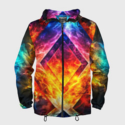 Мужская ветровка Красочный неоновый узор с огнем на фоне