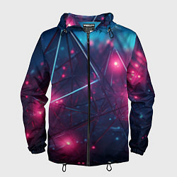 Ветровка с капюшоном мужская Конструкция с ярким свечением, цвет: 3D-черный