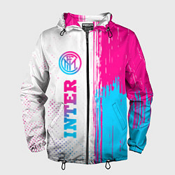 Ветровка с капюшоном мужская Inter neon gradient style по-вертикали, цвет: 3D-черный