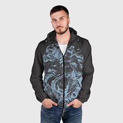 Ветровка с капюшоном мужская Клинок рассекающий демонов Незуко рябь, цвет: 3D-черный — фото 2