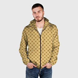 Ветровка с капюшоном мужская Паттерн орлы бежевый luxury, цвет: 3D-черный — фото 2