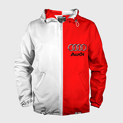 Ветровка с капюшоном мужская AUDI logo полосы, цвет: 3D-белый