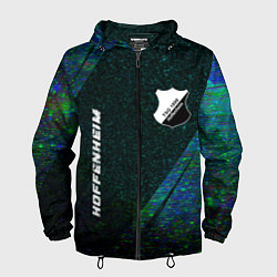 Ветровка с капюшоном мужская Hoffenheim glitch blue, цвет: 3D-черный